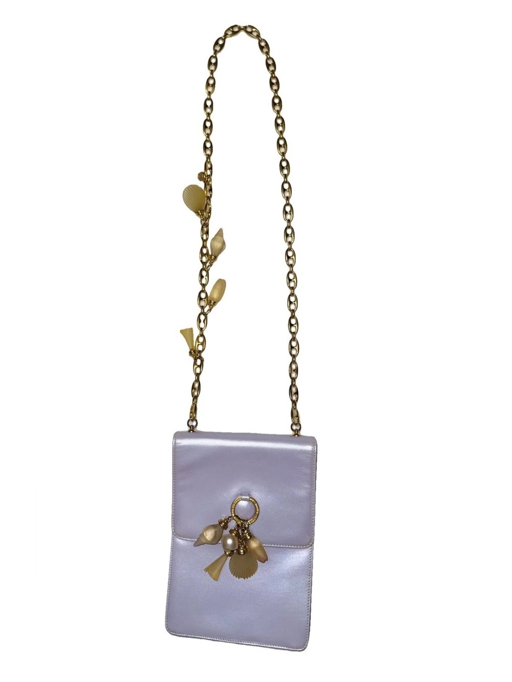 Loewe AUTHENTIC Vintage Lavender Purple Patent Seashell Gold Chain Crossbody Bag